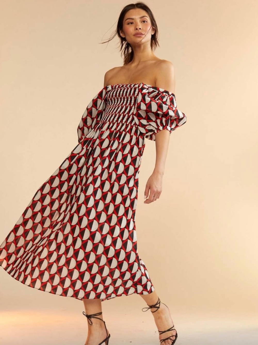 Cynthia Rowley Caprice geometric-print cotton midi dress XS